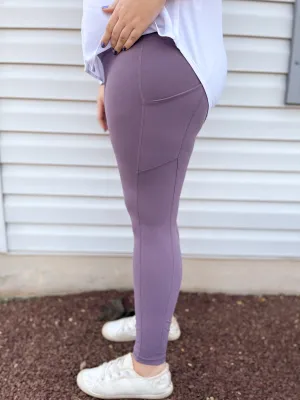 Buttery Soft Leggings With Pockets in Frosted Mulberry
