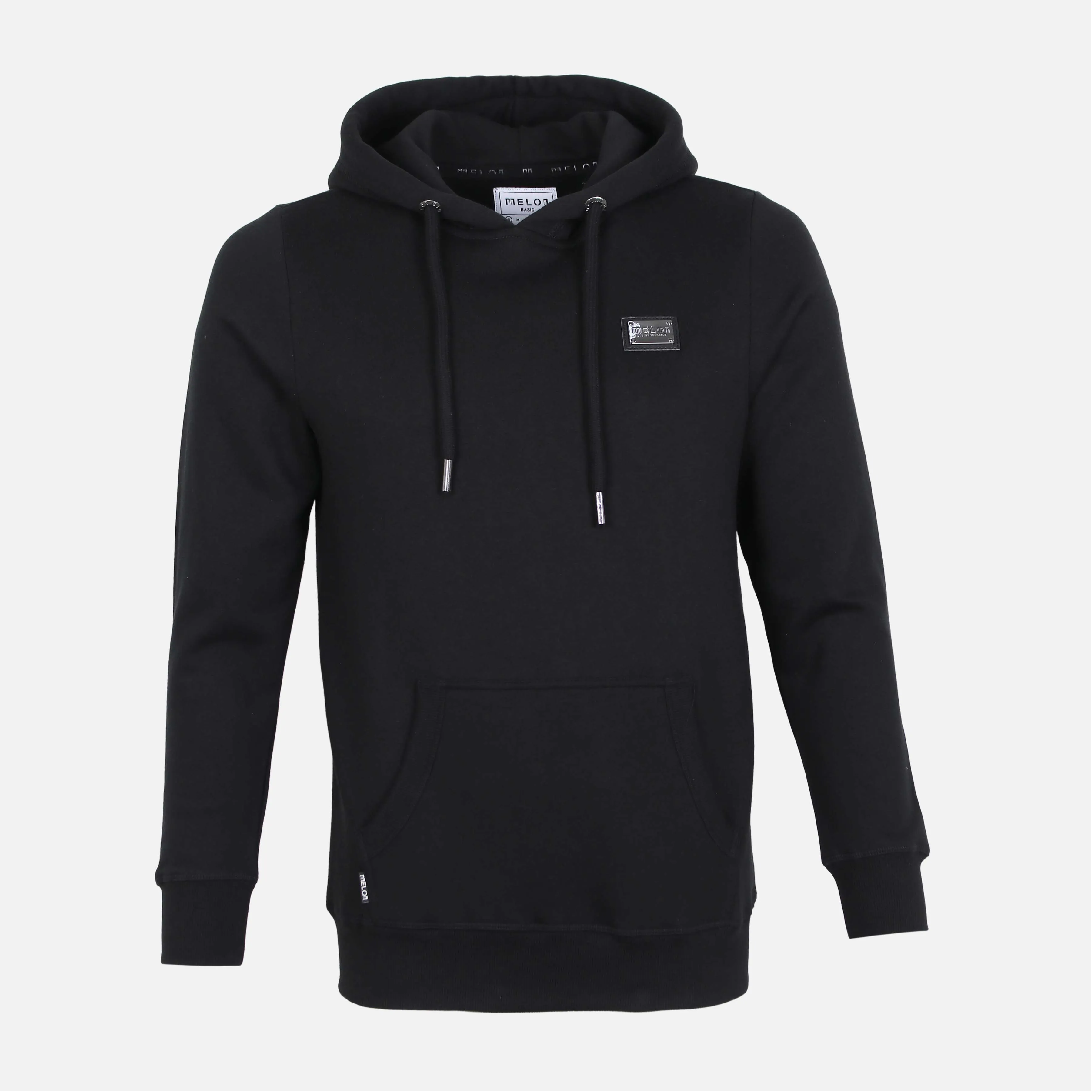 MEN SOLID FLEECE HOODED PULLOVER