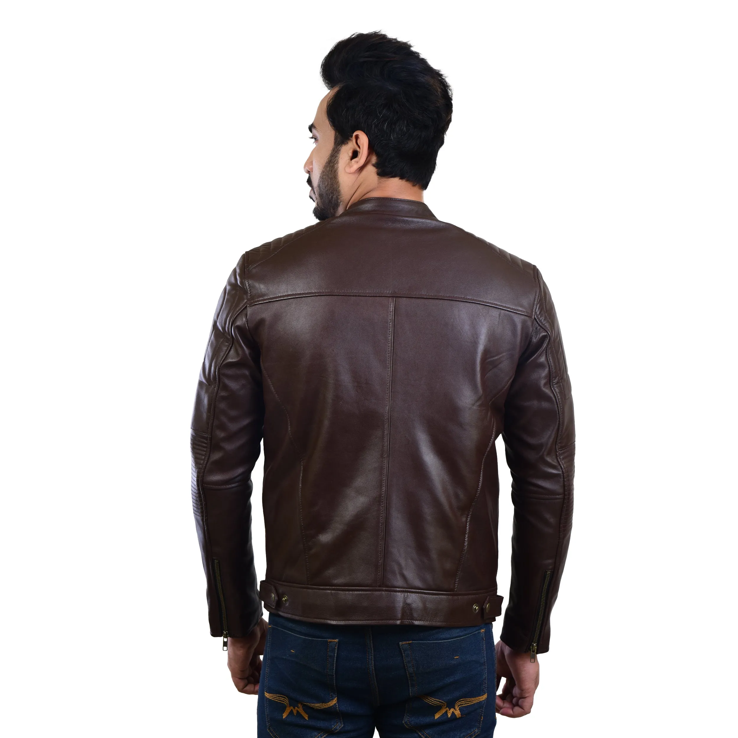 MENS LEATHER JACKET 410138(BROWN)