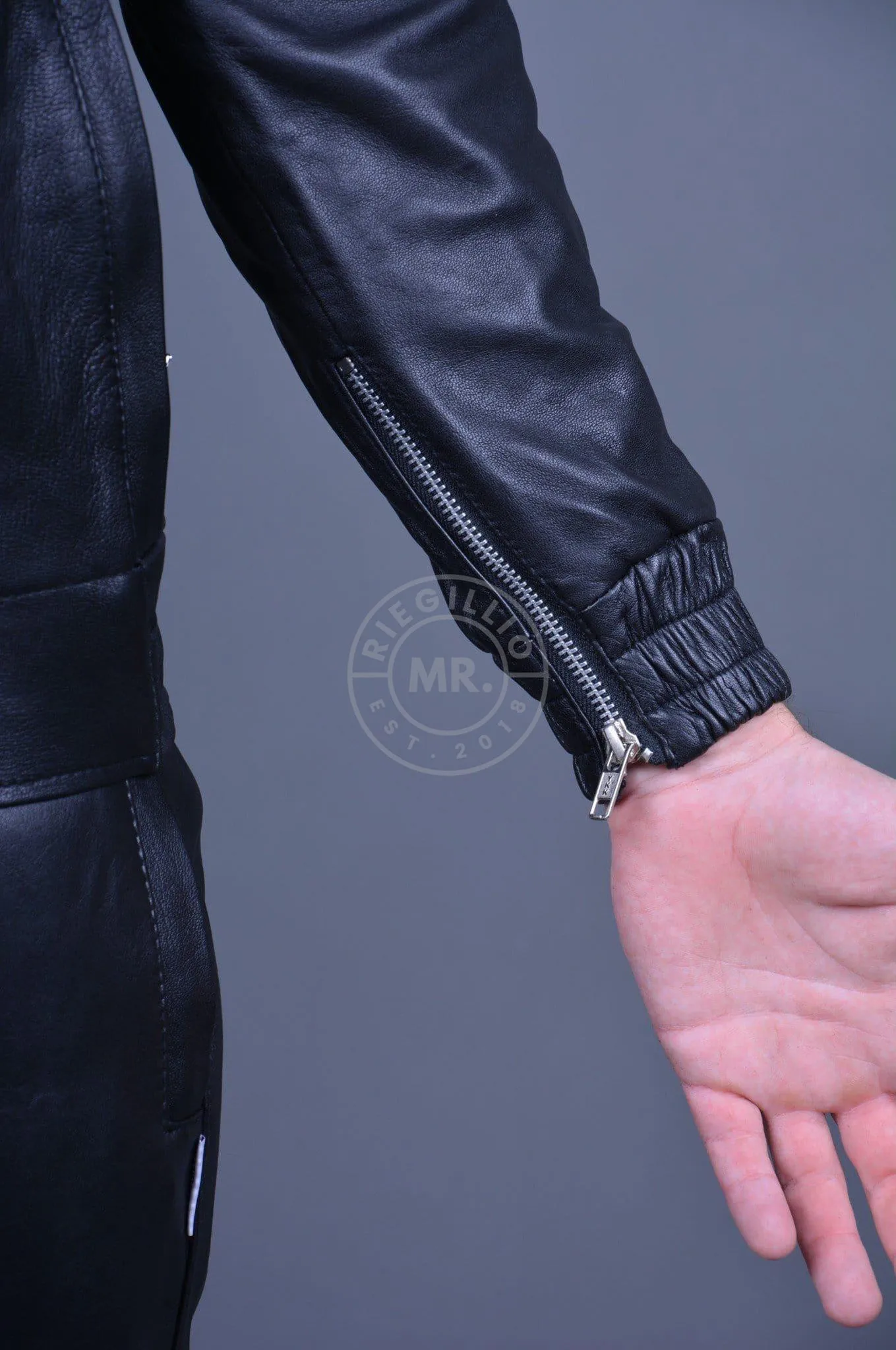 Plain Black Leather Tracksuit Jacket
