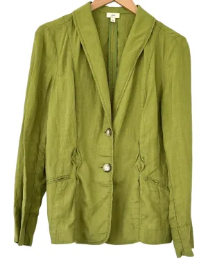 Warm Autumn Avocado Embroidered Linen Jacket