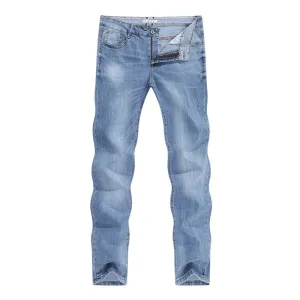 West Louis Men Casual Light Blue Denim Jeans