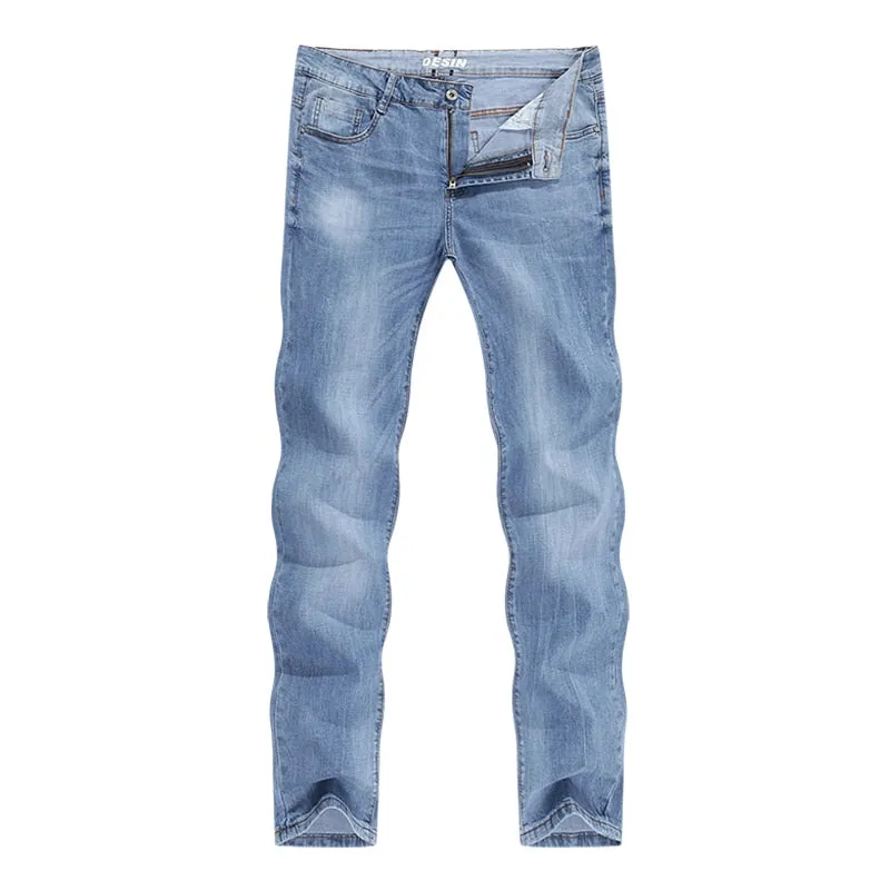 West Louis Men Casual Light Blue Denim Jeans
