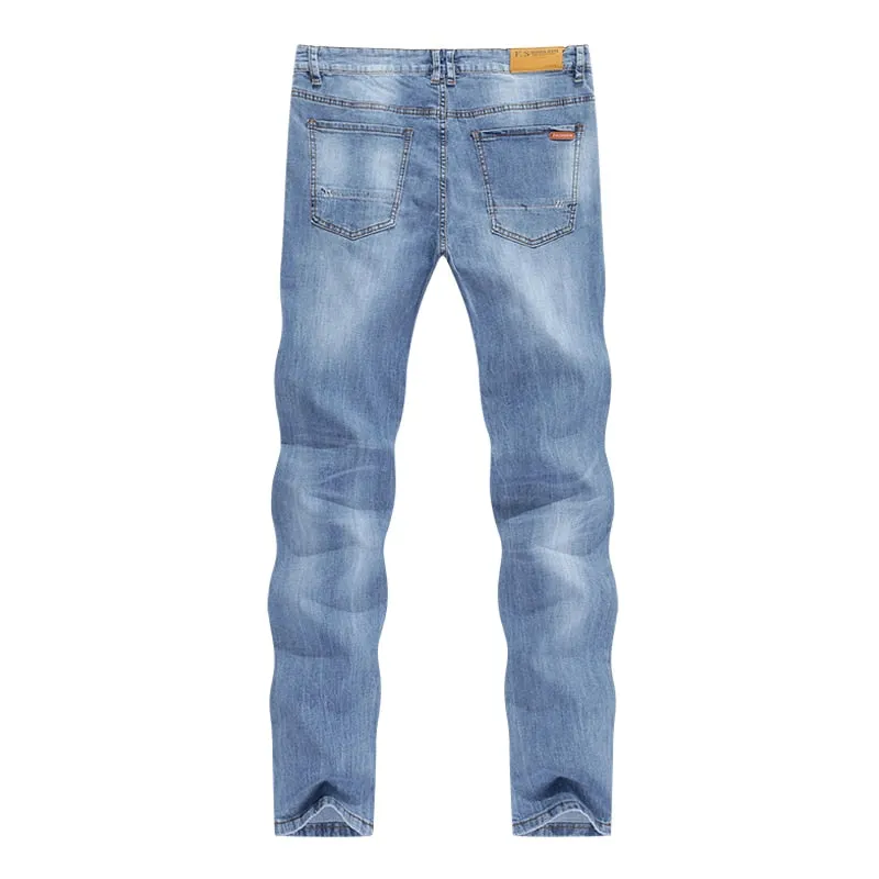 West Louis Men Casual Light Blue Denim Jeans