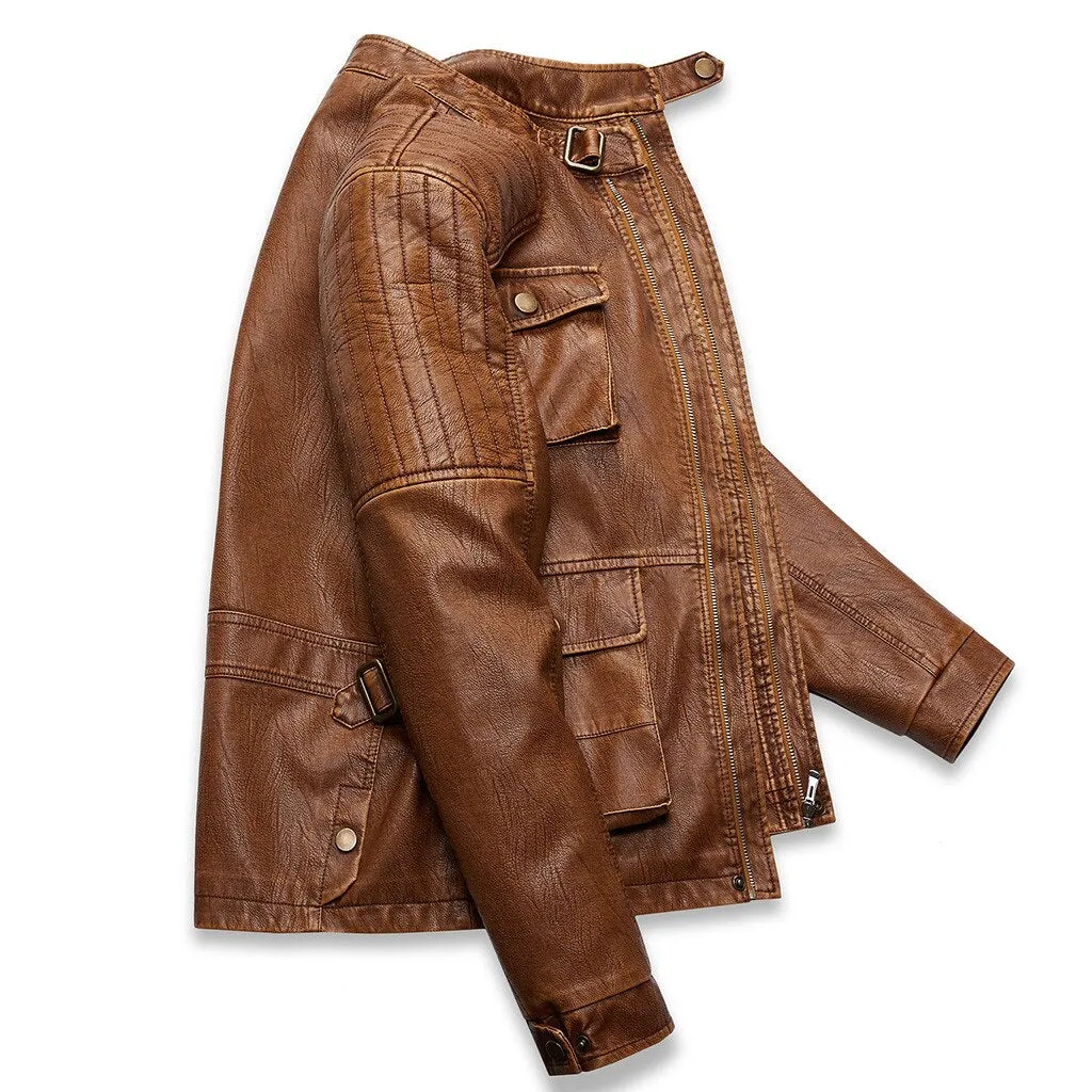 West Louis Pockets Outwear Leather Jacket