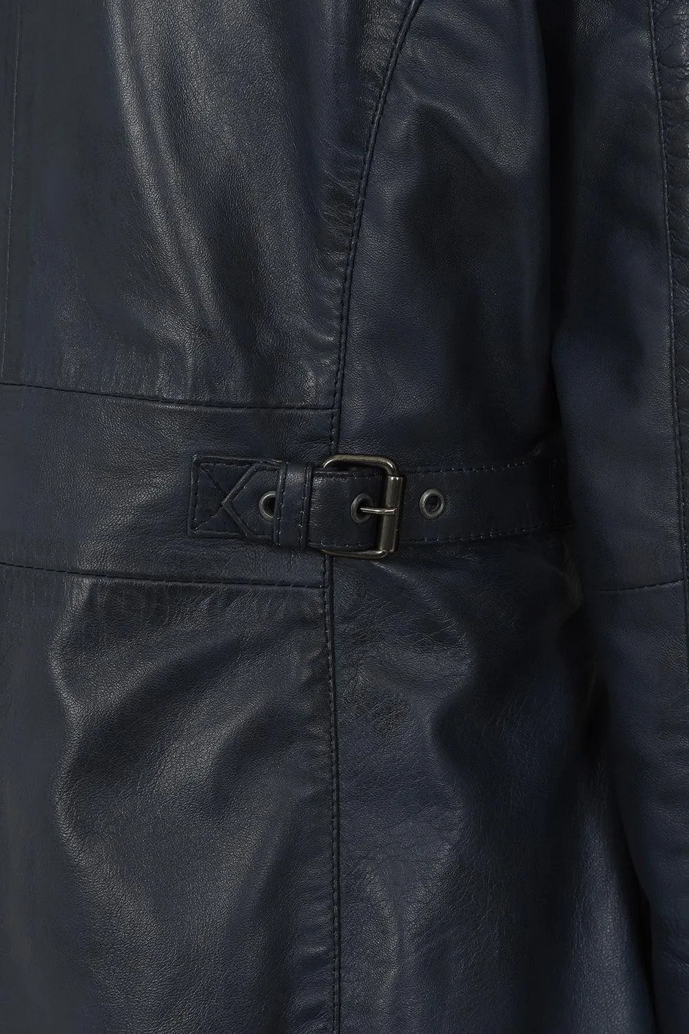 Womens Stunning Hip-Length Navy Sky Blue ALEXA Leather Jacket