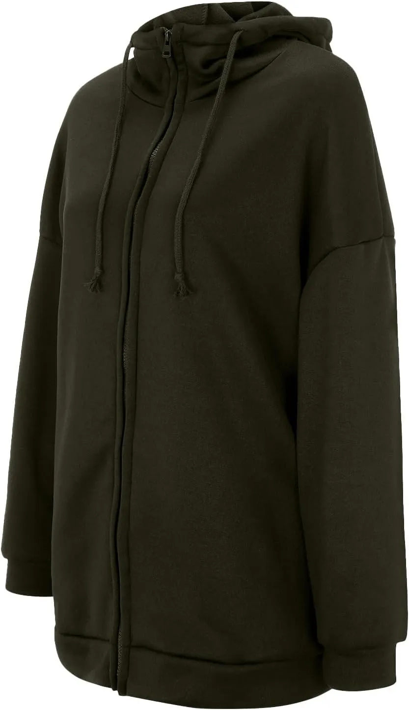 Womens Hoodies Fashion Sweatshirts Full Zip Up Winter Fleece Pullover Hoodies Fall Long Jackets with Pockets
